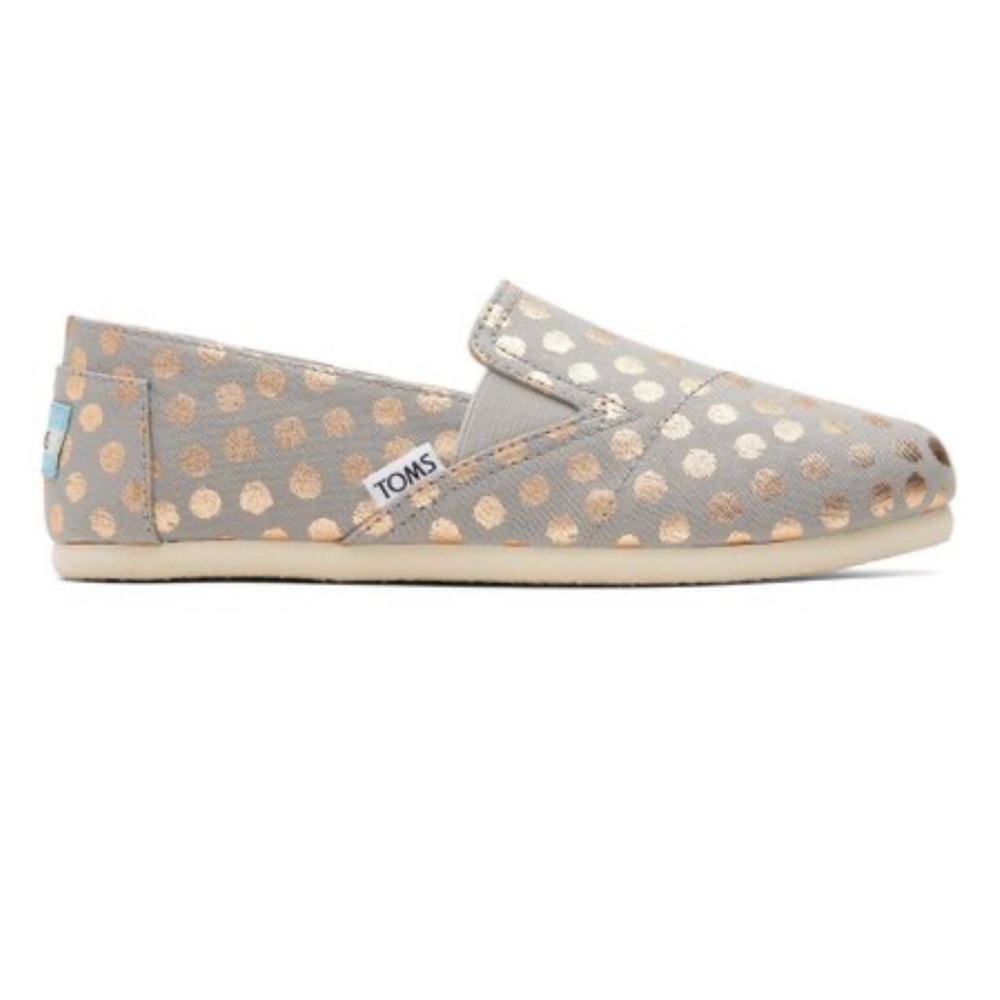 l Drizzle Gray & Rose Gold Foil Polka Dot Redondo Flat Girls size 5